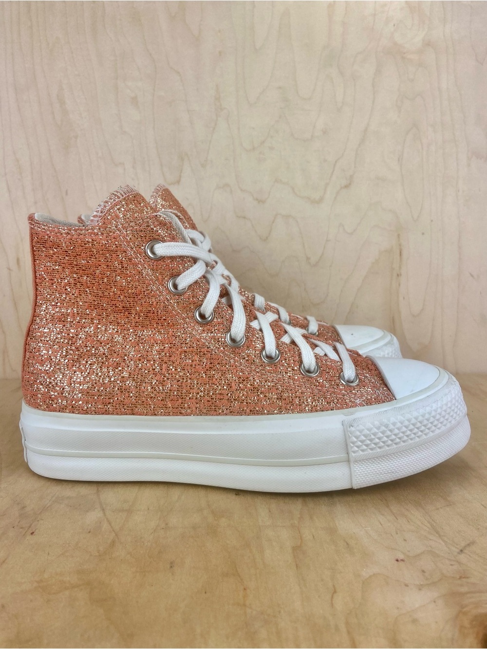 Converse CTAS High Top Platform Coral and Gold Metallic Sneakers Shoes Womens 7